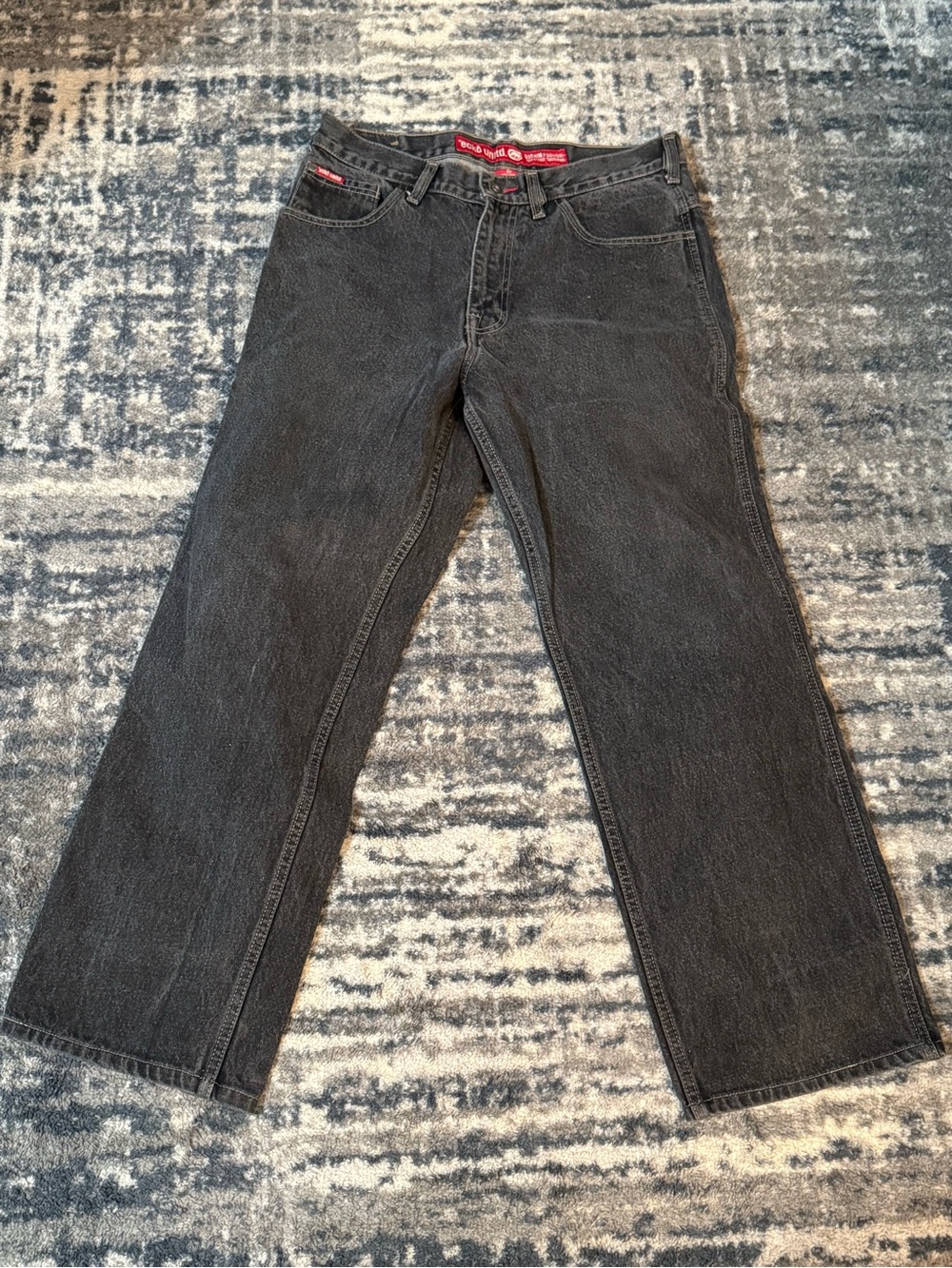 Y2K Ecko Unltd Men's Black Straight Leg Jeans Size 30 x 29